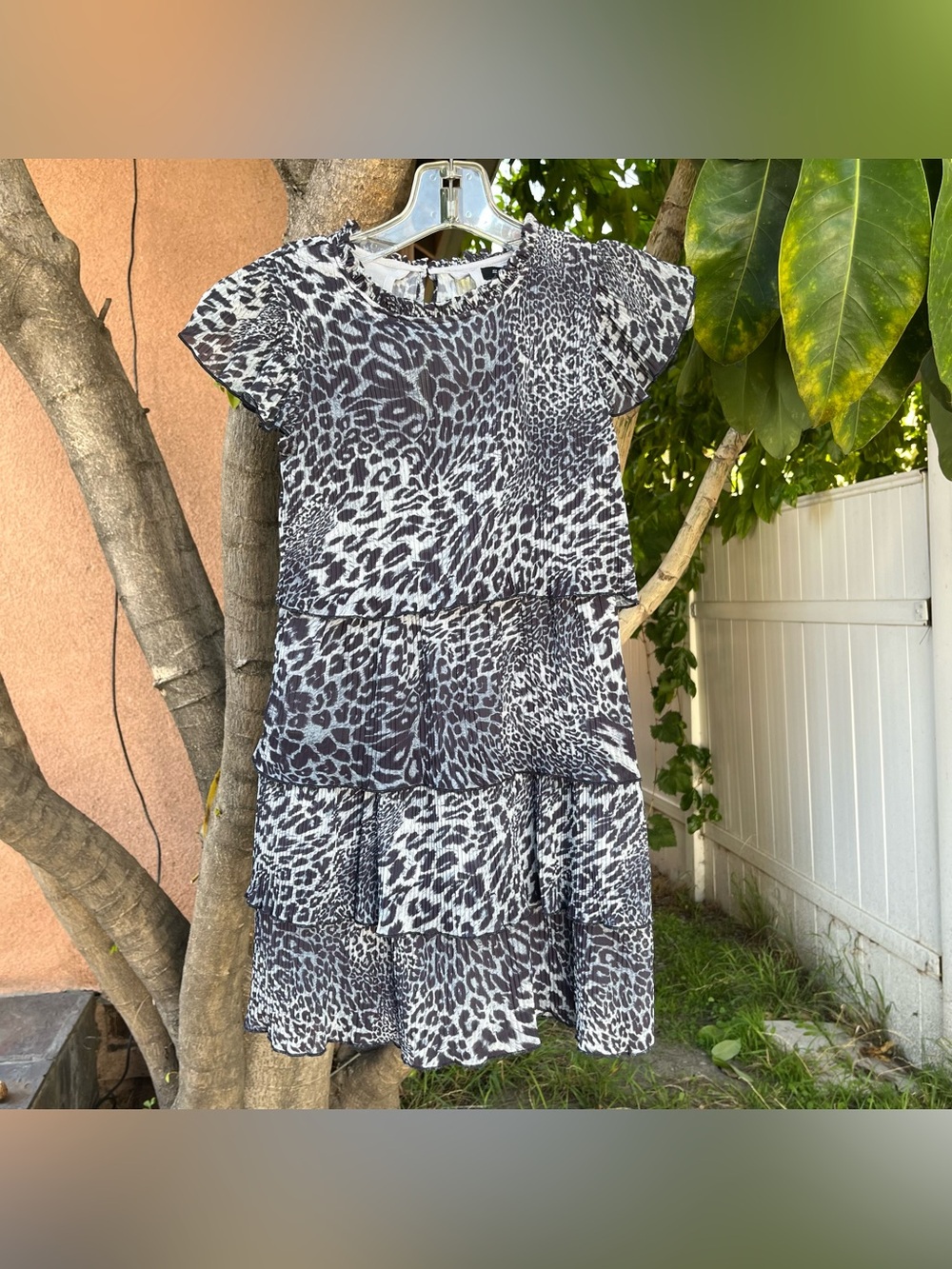 All Saints smALLSAINTS Leopard Antheia Plissé Tiered Dress.